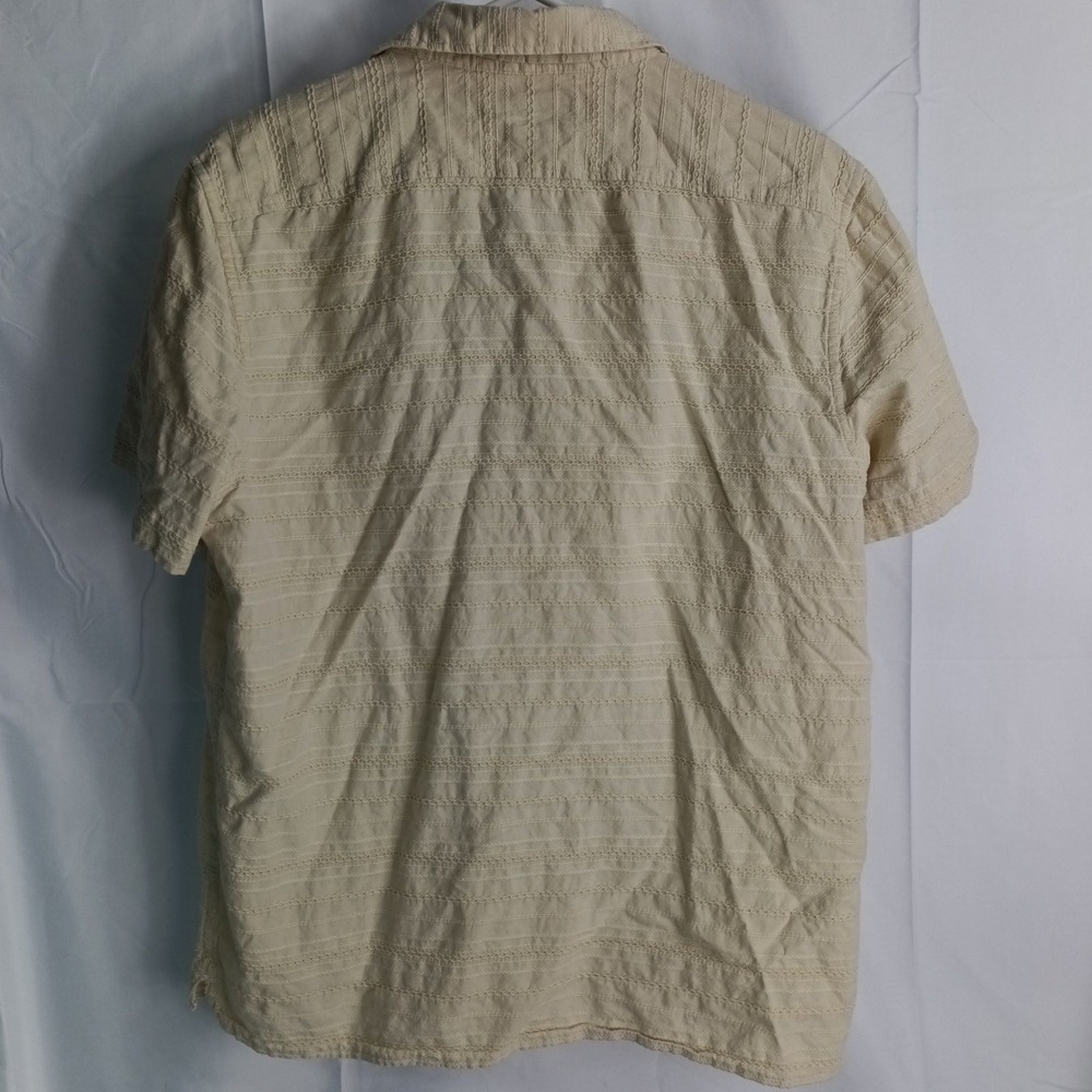 Banana Republic Mens M Standard Fit Short Sleeve Button Down Cream Texture Shirt